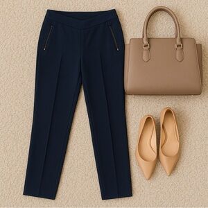 Lauren Ralph Lauren Petite Navy Dress Pants 4P Preppy Classic Workwear Luxury